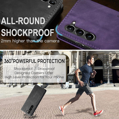 Samsung Galaxy S23 5G Hülle Premium Leder Klappbar Flip Case Magnet Stand Grau