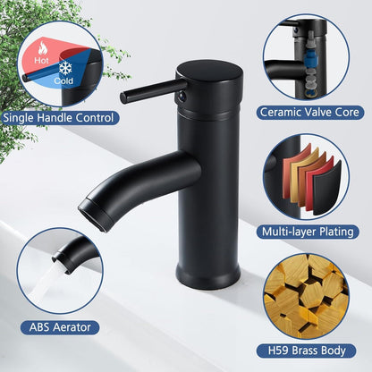 Wasserhahn Bad Schwarz mit Warm und Kalt Wasser Armatur