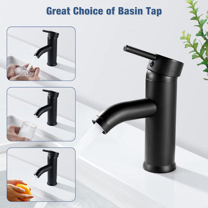 Kisimixer Schwarz Einhand Wasserhahn Bad Armatur Chrom Messing