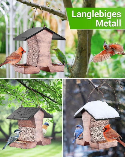 Vogelfutterhaus Metall für Vögel Garten Balkon Wetterfest Hängend
