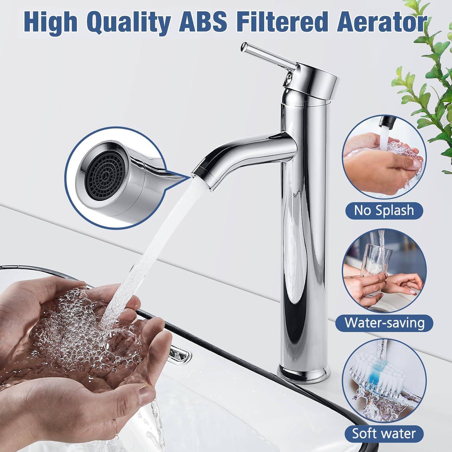 Kisimixer Chrom Waschtischarmatur Hoch Wasserhahn mit Keramikkartusche