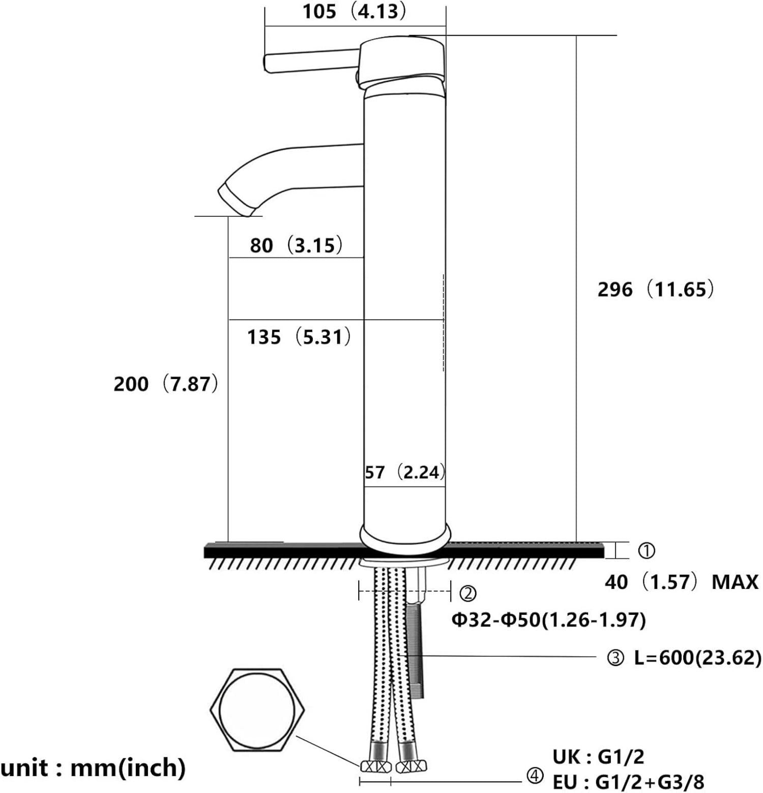Kisimixer Chrom Waschtischarmatur Hoch Wasserhahn mit Keramikkartusche