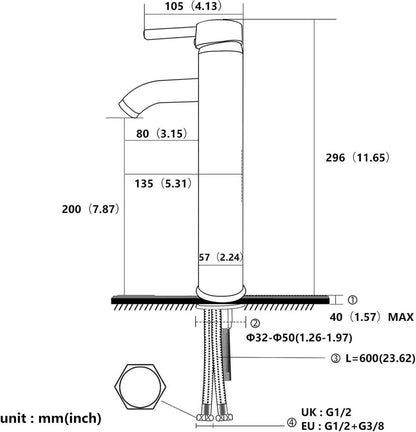 Kisimixer Chrom Waschtischarmatur Hoch Wasserhahn mit Keramikkartusche