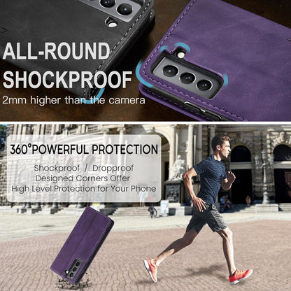 Samsung Galaxy S21 5G CaseMe Leder Klapphülle Flip Stand Tasche - Lila