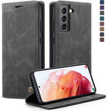 Handyhülle Samsung Galaxy S21 5G Premium Leder Flip Case Magnet