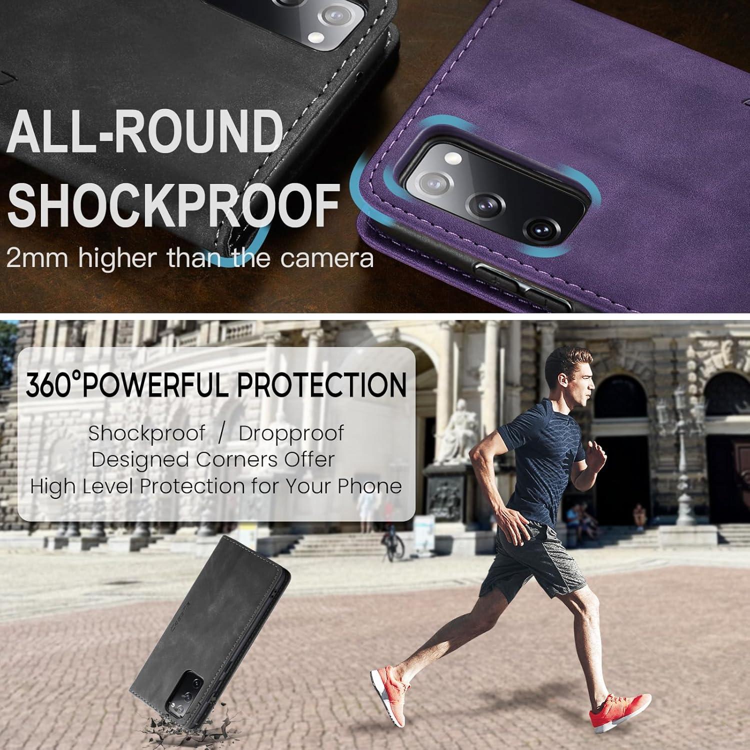 Samsung Galaxy S20 FE Hülle - Premium Leder Flip Case mit Kartenfach - Grau