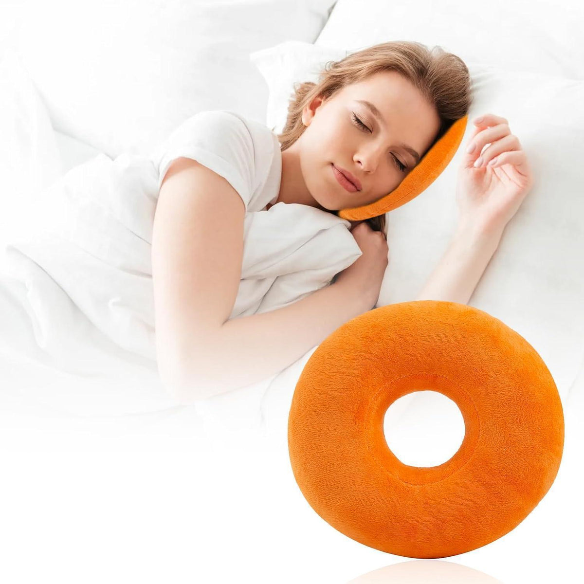 Piercing Kissen mit Loch für Seitenschläfer - Orange
