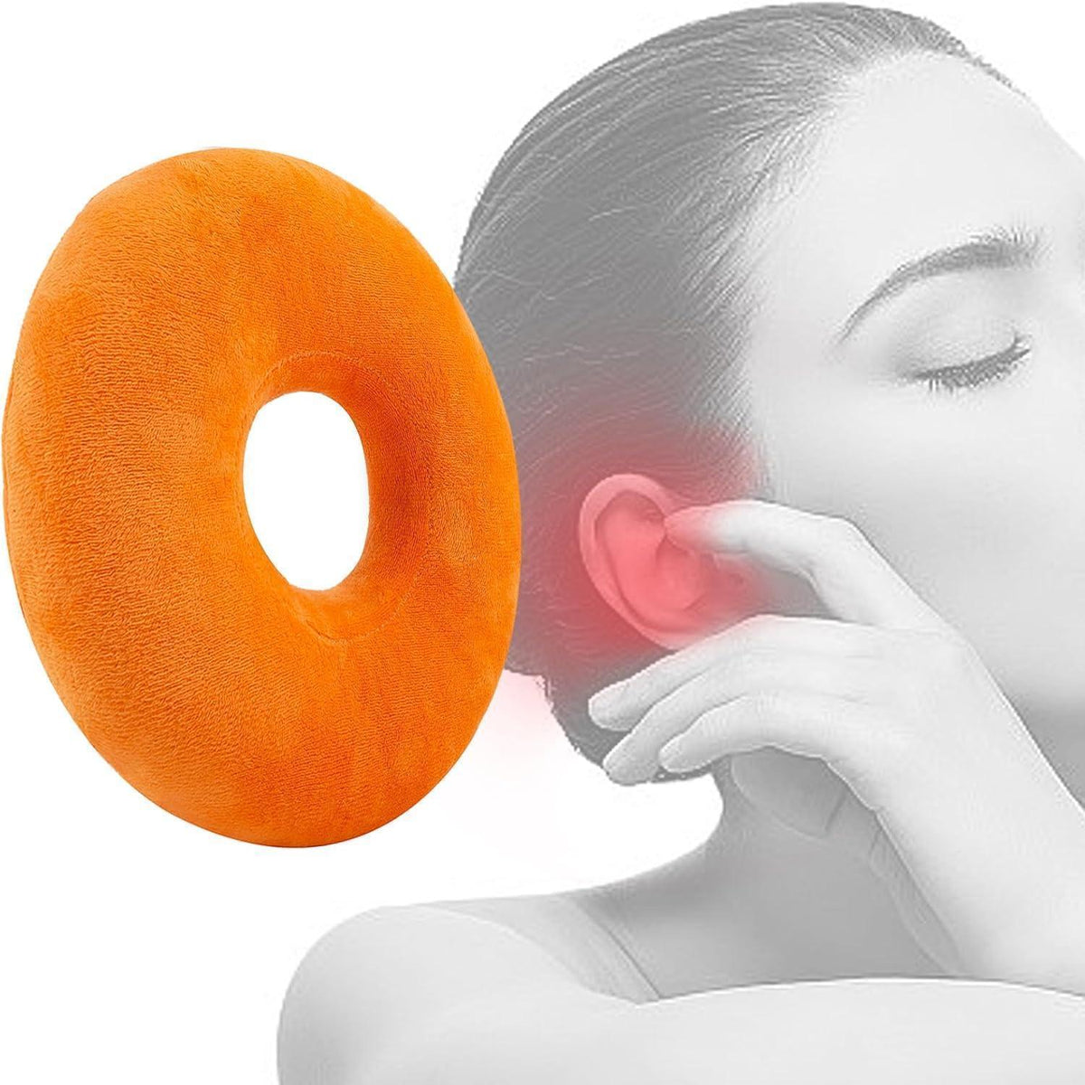 Piercing Kissen mit Loch für Seitenschläfer - Orange