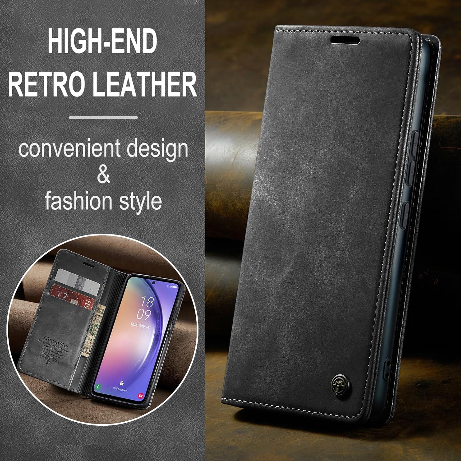 Handyhülle Samsung Galaxy A54 5G Leder Magnet Standfunktion Grau