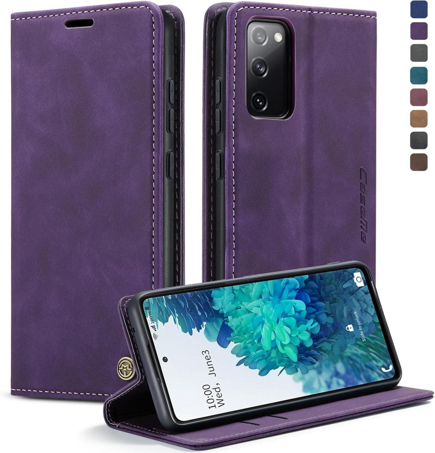 Samsung Galaxy S20 FE Handyhülle Lila Leder Flip Case 360° Schutz