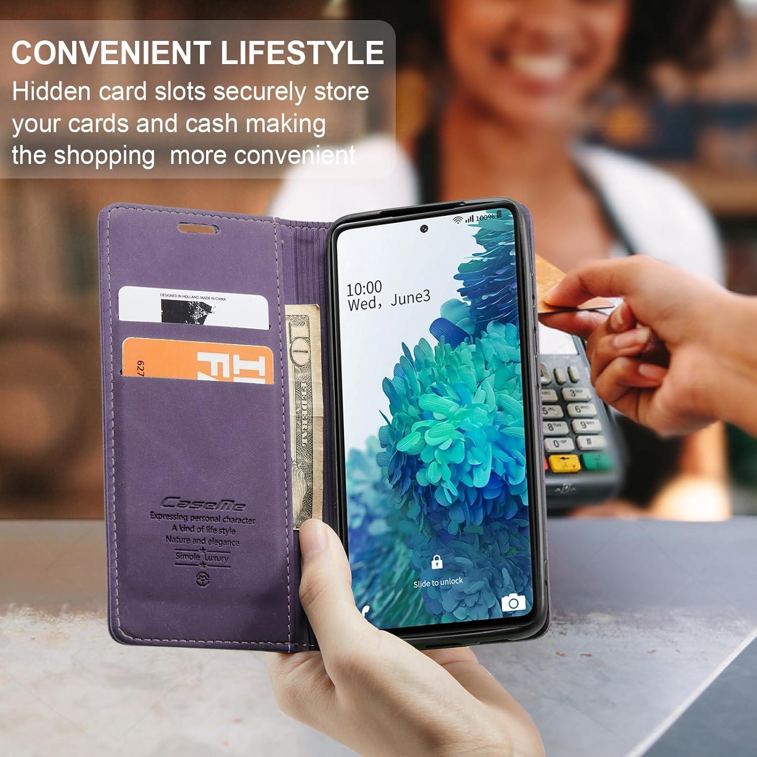 Samsung Galaxy S20 FE Handyhülle Lila Leder Flip Case 360° Schutz