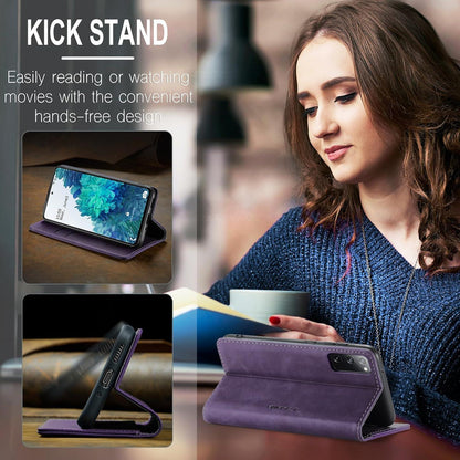 CaseMe Samsung Galaxy S20 FE Hülle Leder Flip Schutzhülle Standfunktion - Lila