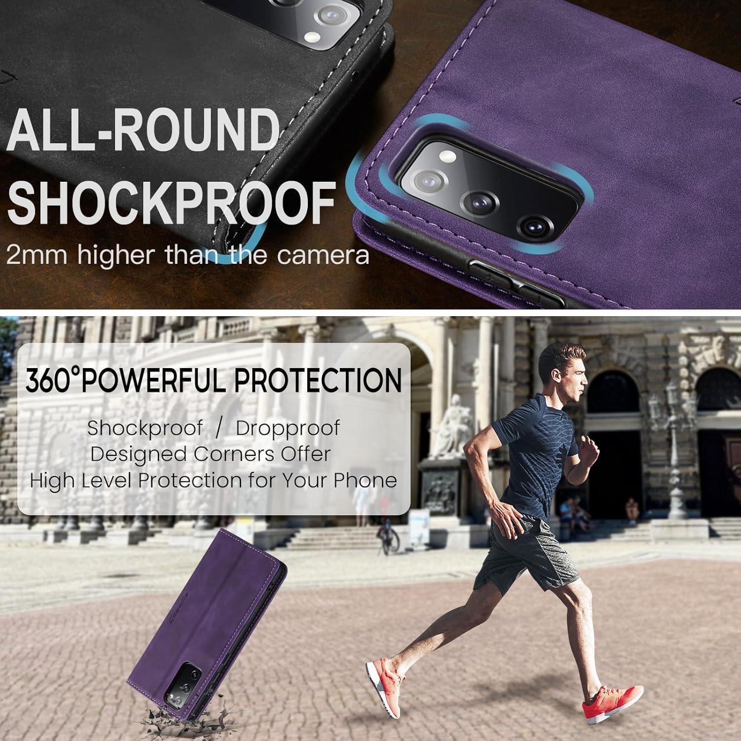 Handyhülle Samsung Galaxy S20 FE Leder Flip Case Magnet Standfunktion Lila