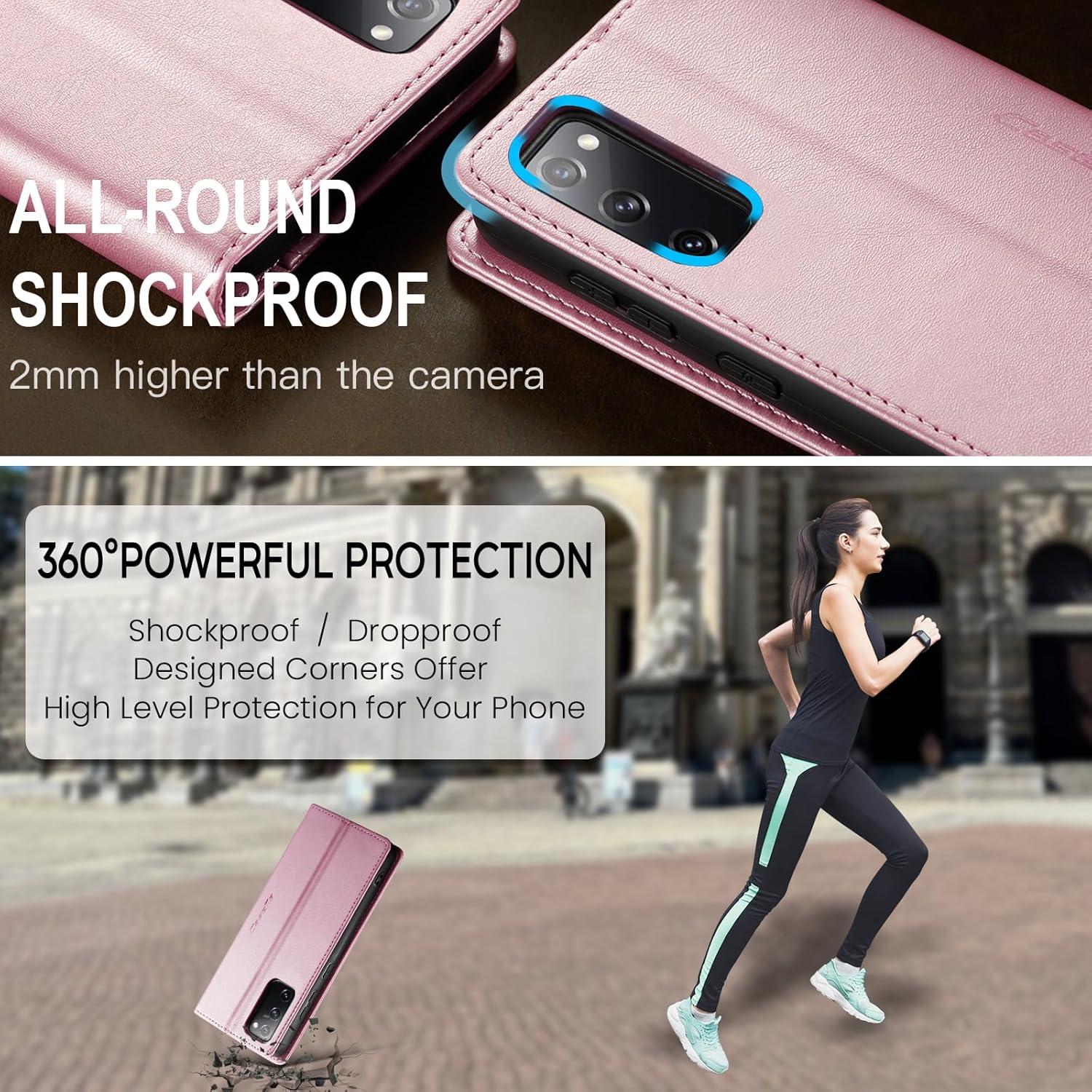 Samsung Galaxy S20 FE Hülle - Premium Leder Flip Case Rose Gold