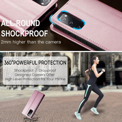 Samsung Galaxy S20 FE Hülle - Premium Leder Flip Case Rose Gold