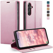 Samsung Galaxy S24 5G Handyhülle Leder Flip Case Rose Gold