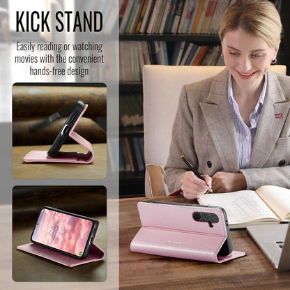 Samsung Galaxy S24 5G Handyhülle Leder Flip Case Rose Gold
