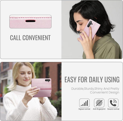 Handyhülle Samsung Galaxy S24 5G Leder Klapphülle Standfunktion Rose