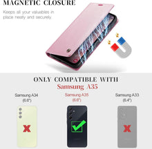 Samsung Galaxy A35 5G Hülle - Premium Leder Flip Case Rose