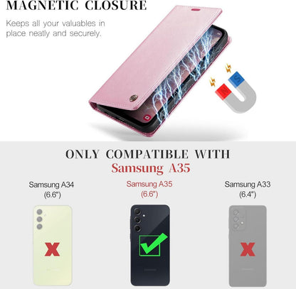 Samsung Galaxy A35 5G Hülle - Premium Leder Flip Case Rose