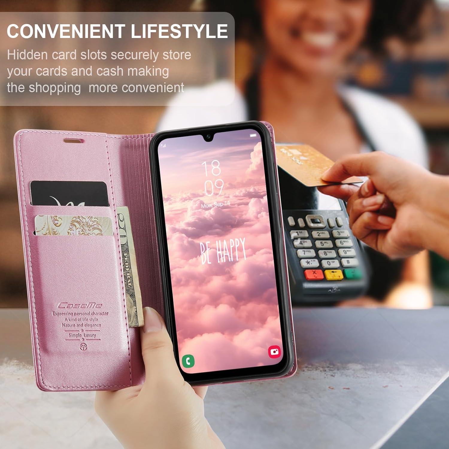 Samsung Galaxy A35 5G Handyhülle Leder Flip Case Rose Gold