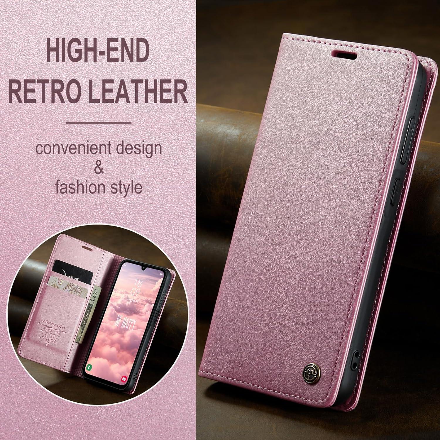 Samsung Galaxy A35 5G Handyhülle Leder Flip Case Rose Gold