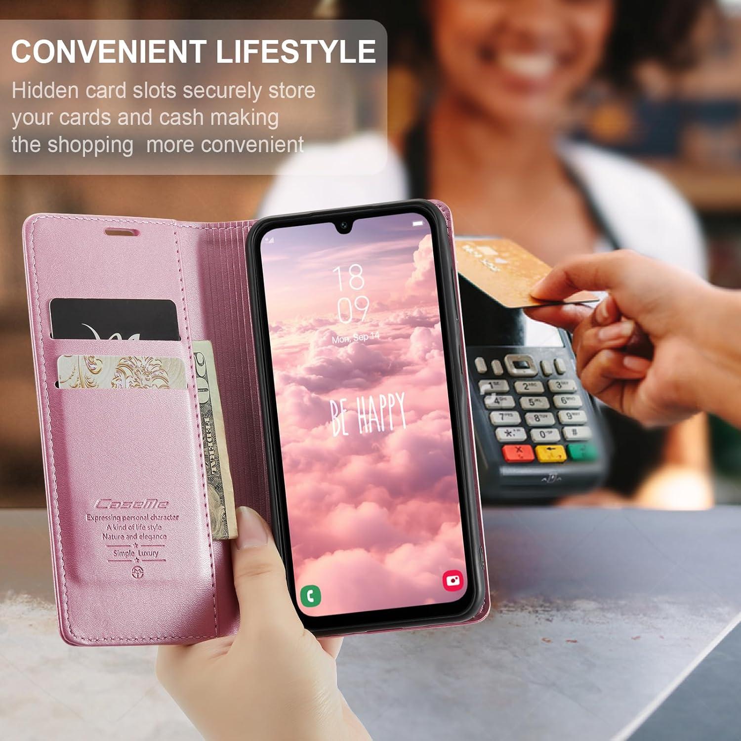 KZB Samsung Galaxy A55 5G Handyhülle Leder Flip Case Rose Gold
