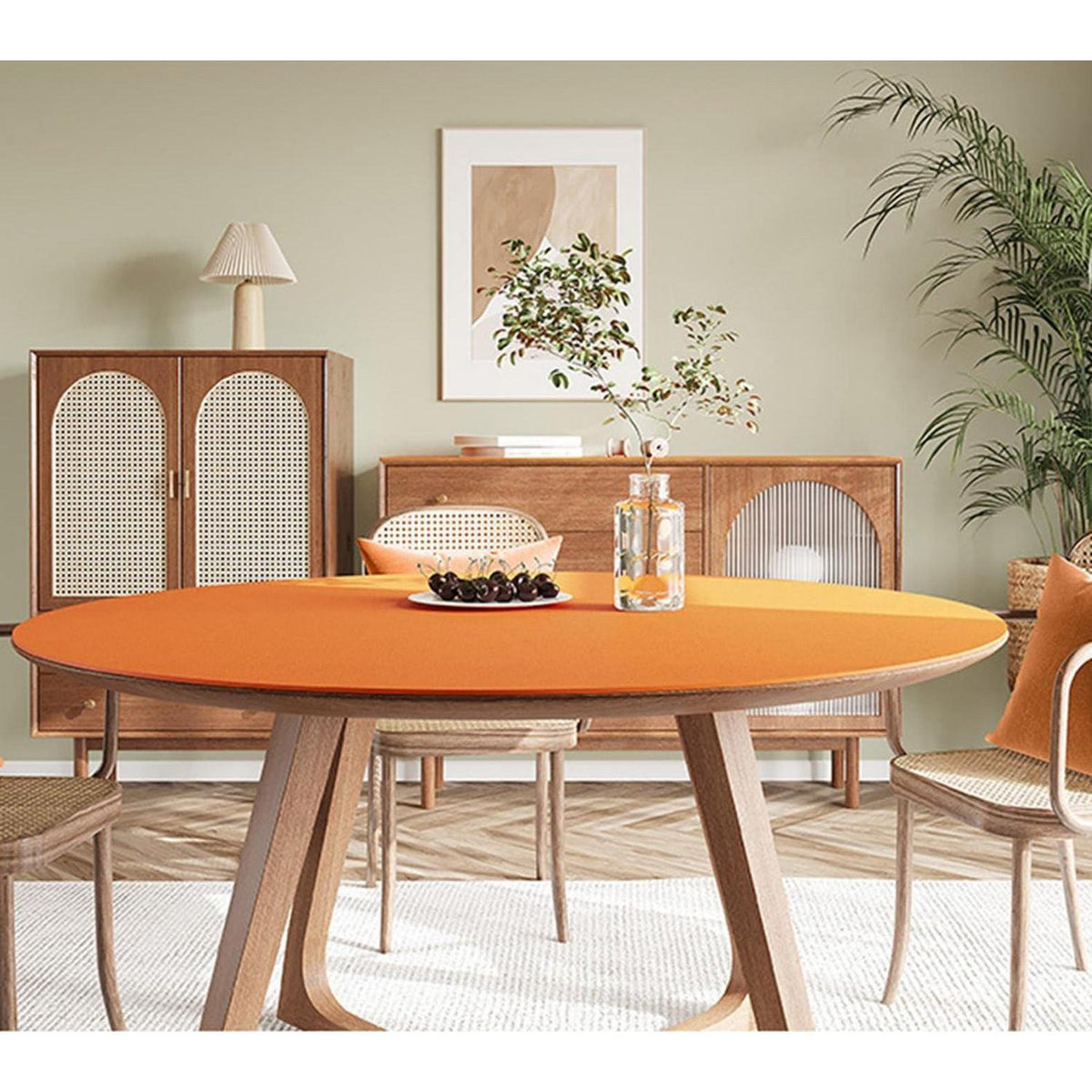 Runde PU Tischdecke wasserdicht Orange 110cm - Tischschutzfolie