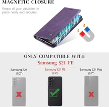 CaseMe Samsung Galaxy S21 FE Handyhülle Leder Flip Magnet