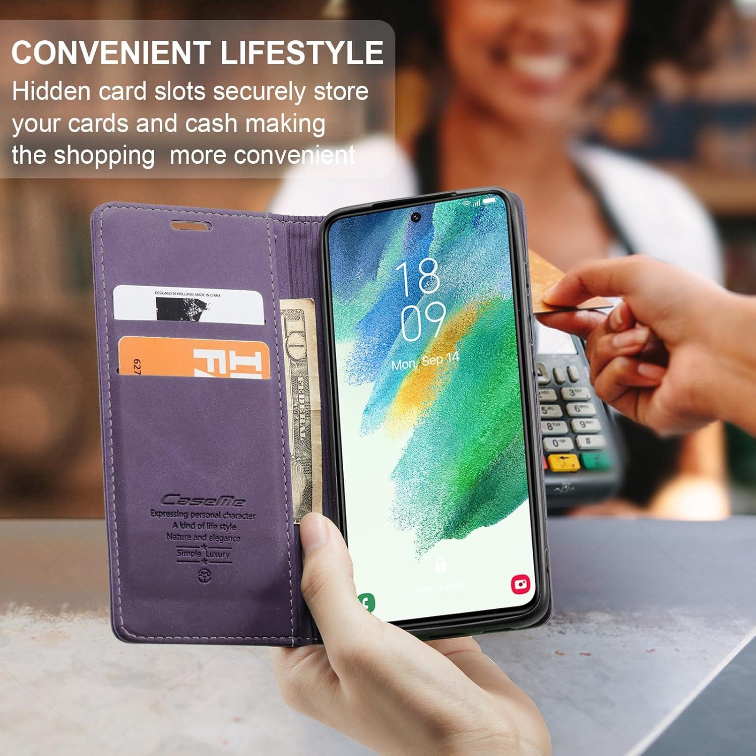 Samsung Galaxy S21 FE 5G Hülle Leder Klappbar Flip Case Standfunktion