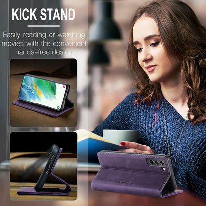 Samsung Galaxy S21 FE Handyhülle Lila 360° Schutz Standfunktion Brieftasche