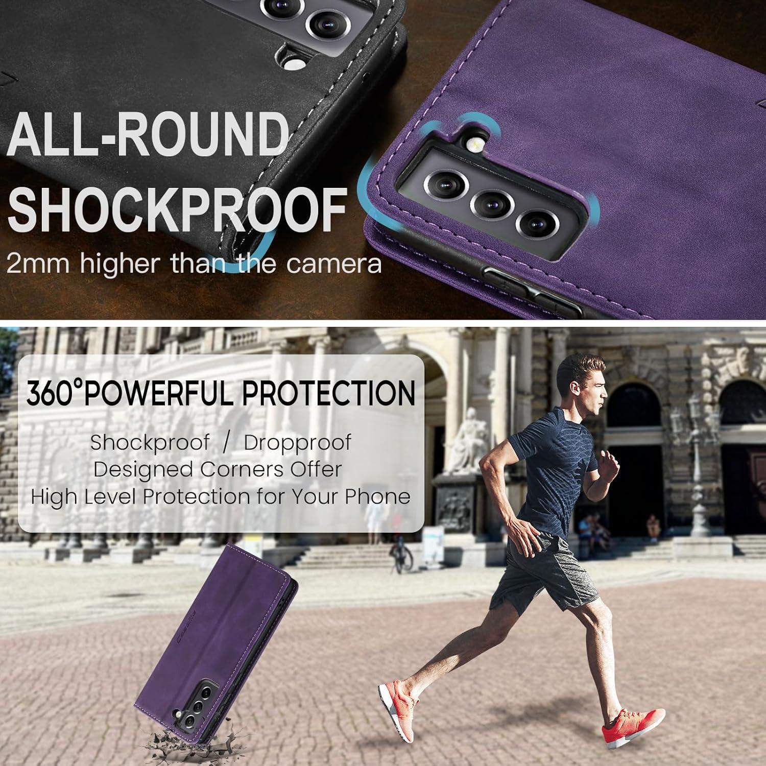 Samsung Galaxy S21 FE 5G Hülle Leder Klappbar Tasche Flip Case - Lila