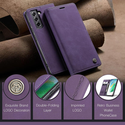 Samsung Galaxy S21 FE 5G Hülle Leder Klappbar Tasche Flip Case - Lila