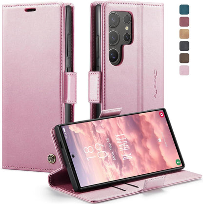 Handyhülle Samsung Galaxy S24 Ultra Premium Leder Flip Case Magnet