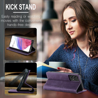 Samsung Galaxy A53 5G Handyhülle Premium Leder Flip Case mit Standfunktion - Lila