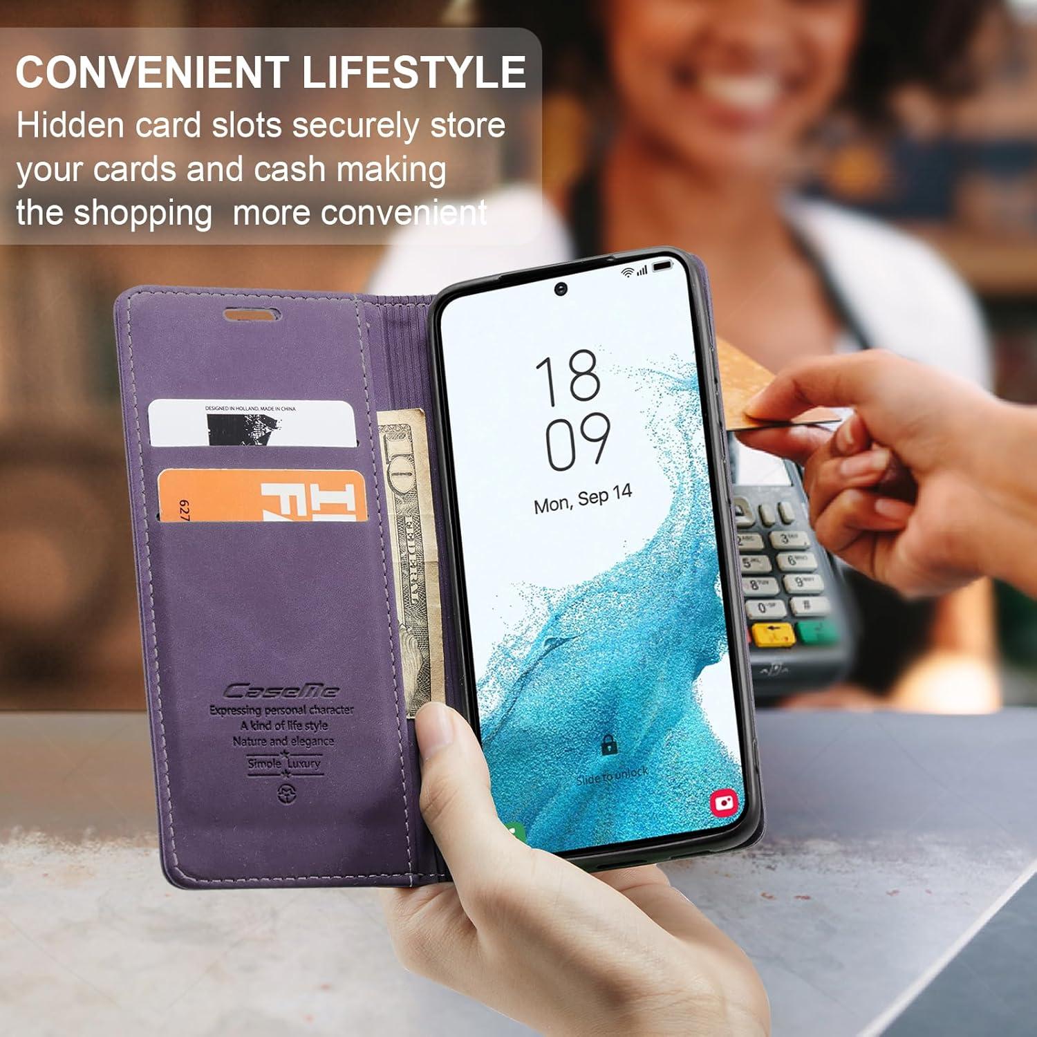 CaseMe Samsung Galaxy S22 5G Handyhülle Leder Flip Magnet