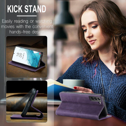 CaseMe Samsung Galaxy S22 5G Hülle Leder Flip Case Standfunktion - Lila