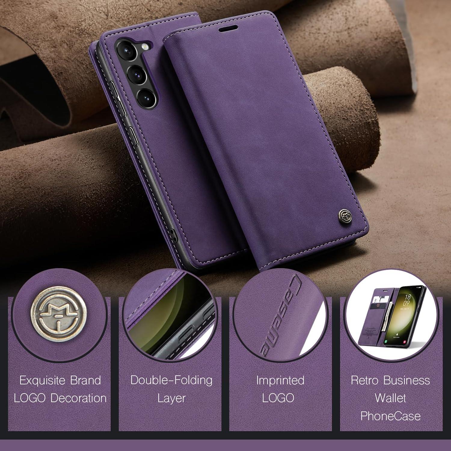 Samsung Galaxy S23 5G Handyhülle Premium Leder Flip Case Schutzhülle - Lila