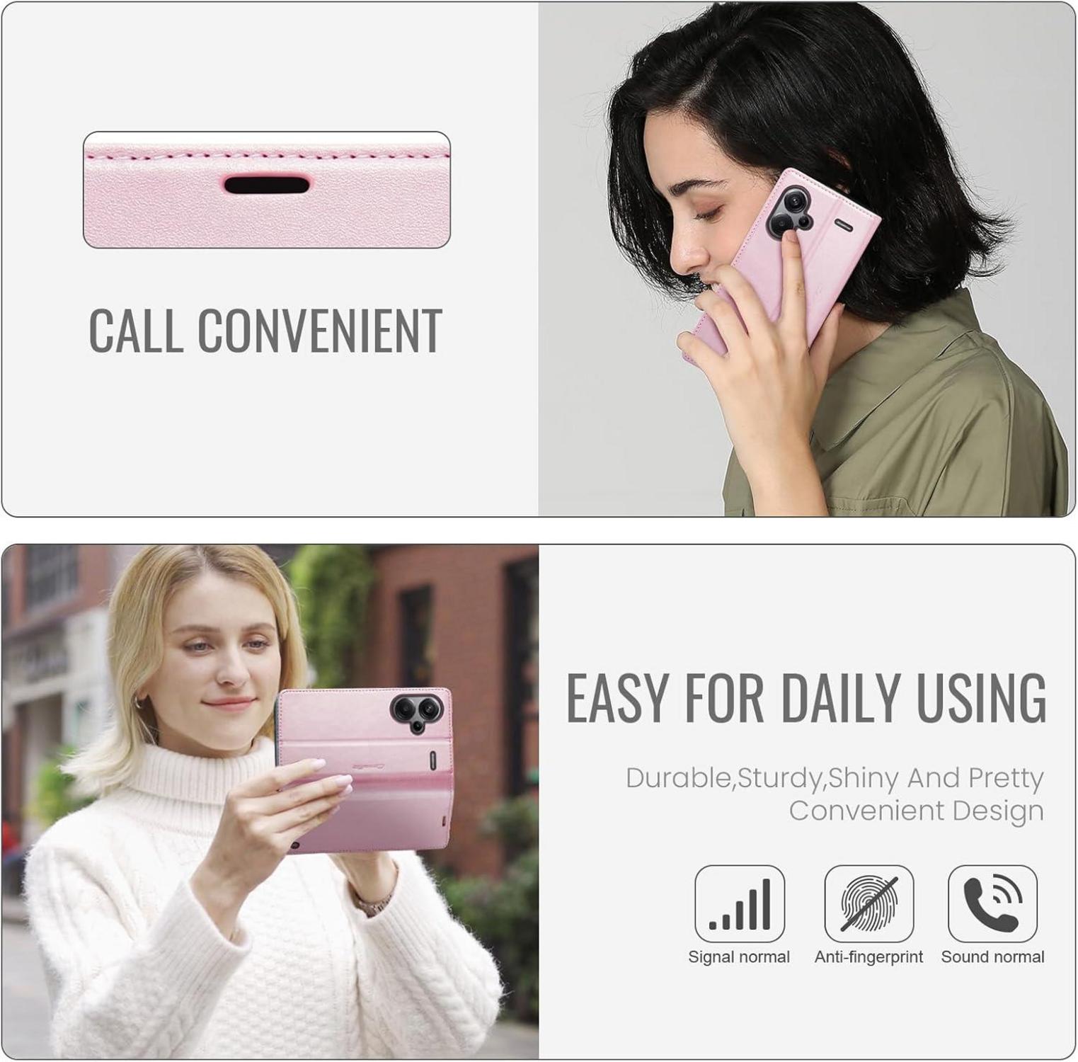 Handyhülle Xiaomi Redmi Note 13 Pro Plus 5G Premium Leder Rose Gold