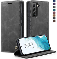 Handyhülle Samsung Galaxy S22 5G Leder Flip Case Grau