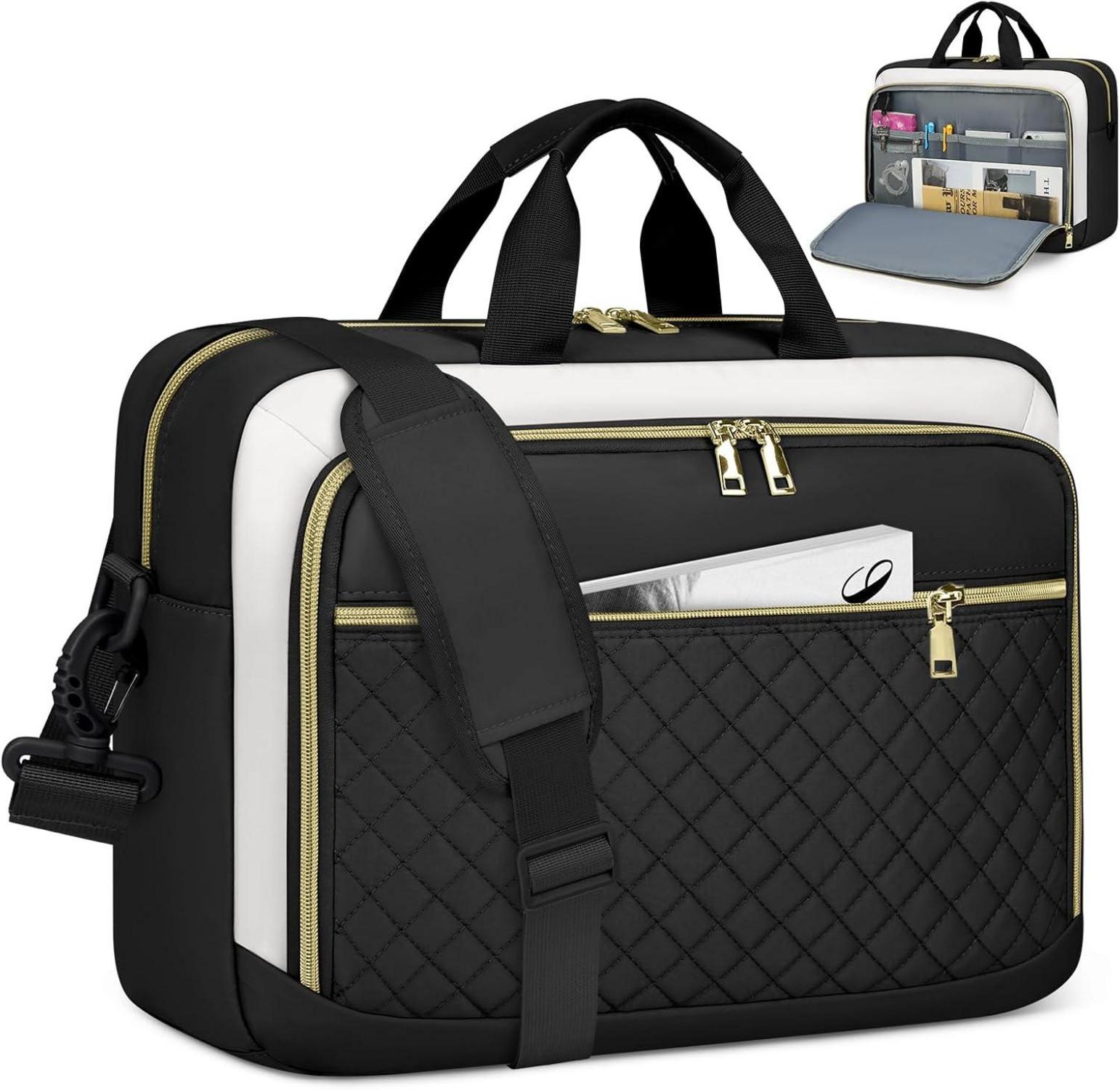 Laptoptasche 17,3 Zoll Damen Wasserdicht Schwarz Beige