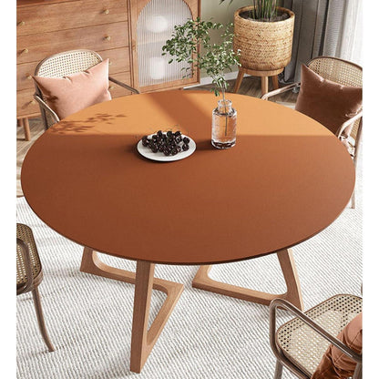 Runde PU Tischdecke wasserdicht braun 110cm - Schutzfolie