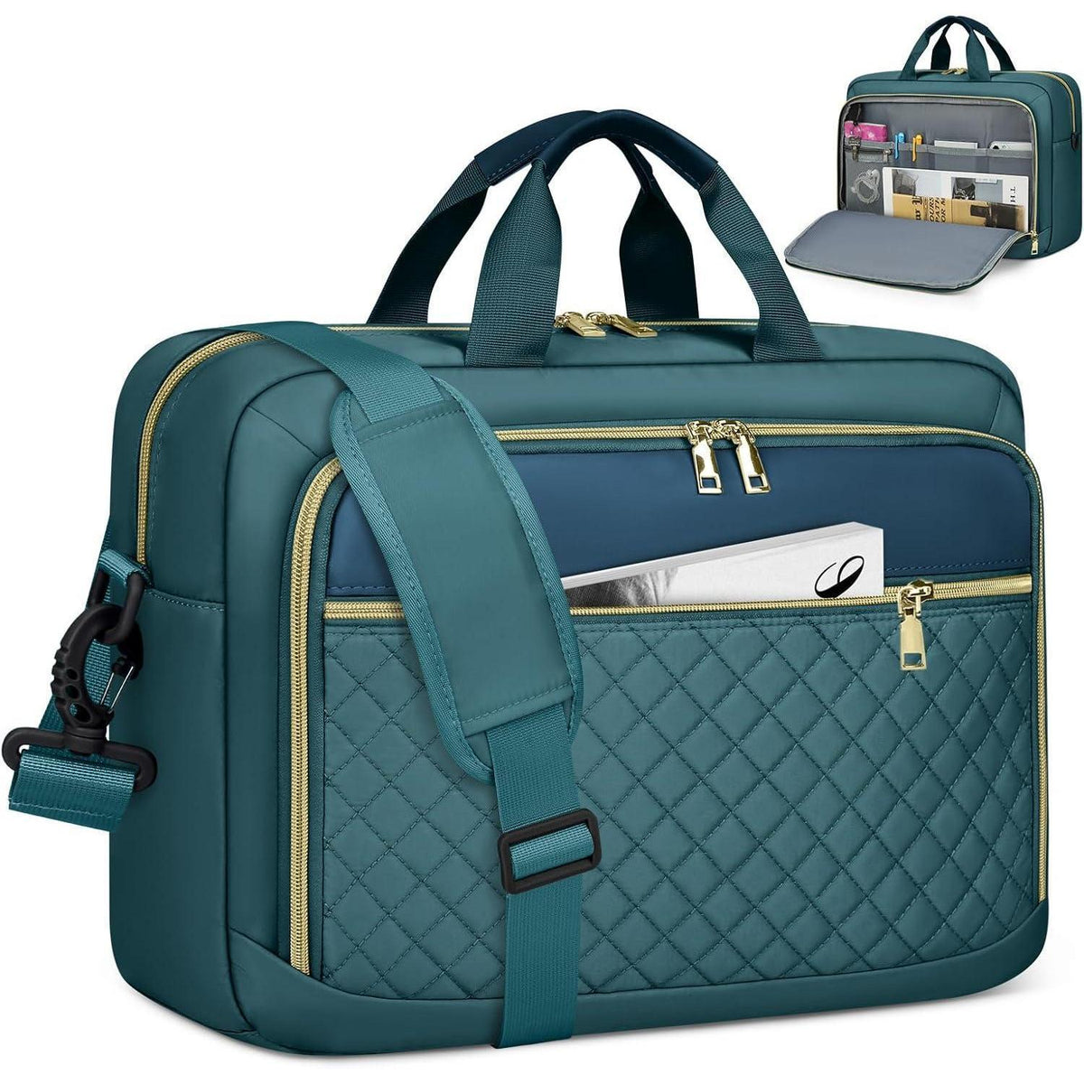 Laptoptasche 17,3 Zoll Damen, wasserdicht, Business, Grün
