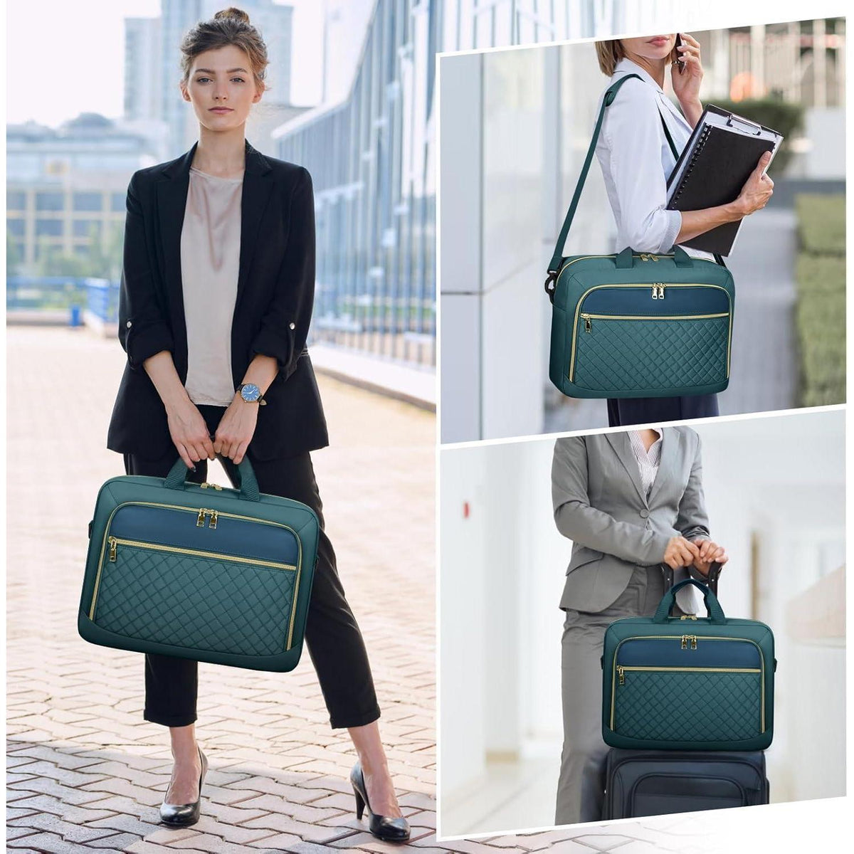 Laptoptasche 17,3 Zoll Damen, wasserdicht, Business, Grün