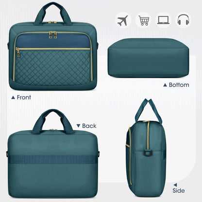 Laptoptasche 17,3 Zoll Damen, wasserdicht, Business, Grün