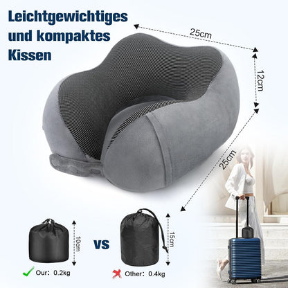 Reisekissen Memory Foam Nackenkissen Flugzeug Verstellbar Grau