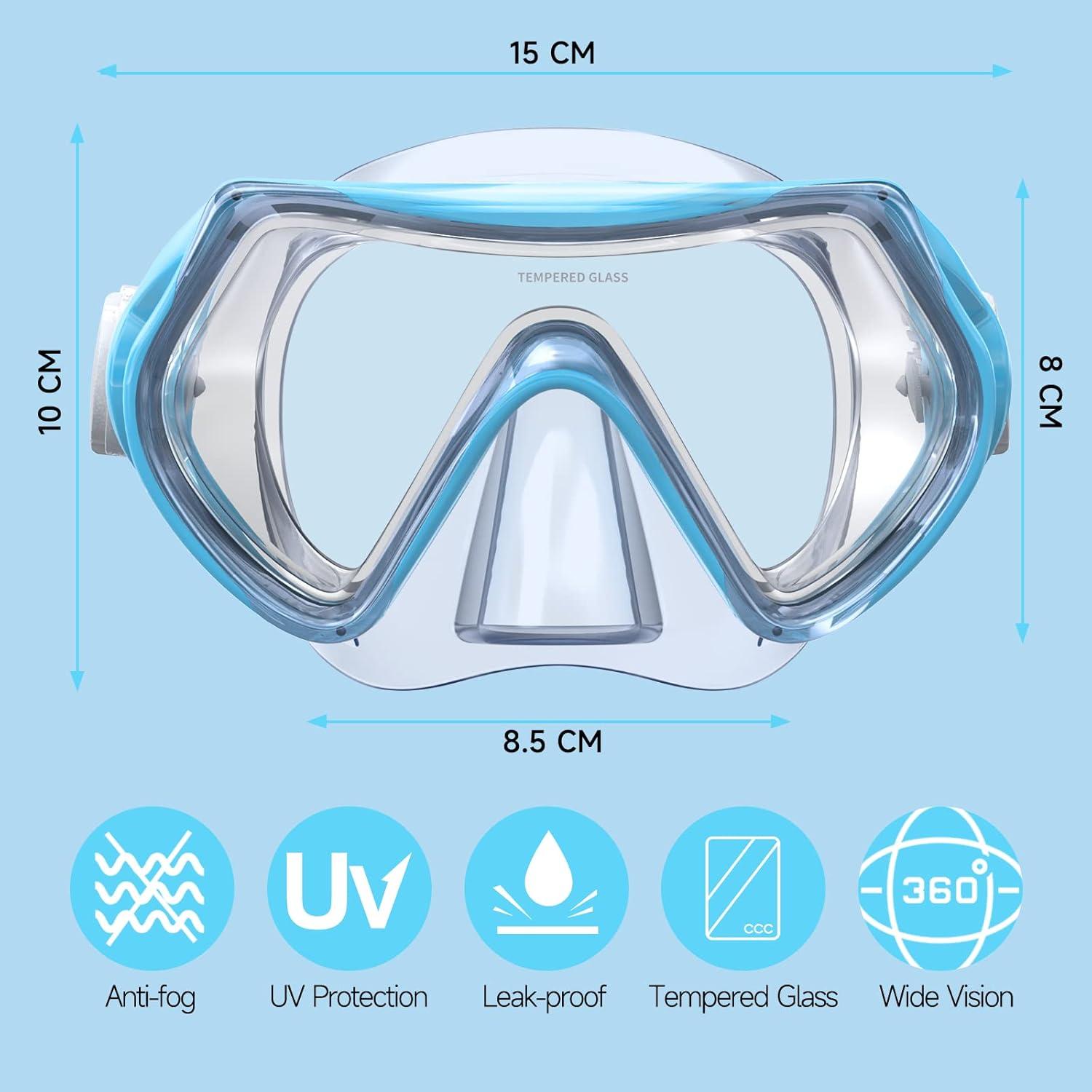 Findway Taucherbrille Kinder 180°Panorama HD Anti Nebel 4-16