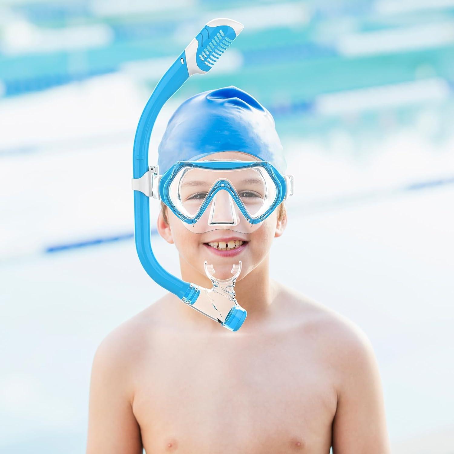 Taucherbrille Kinder Schwimmbrille Schnorchelmaske 180°Panorama HD