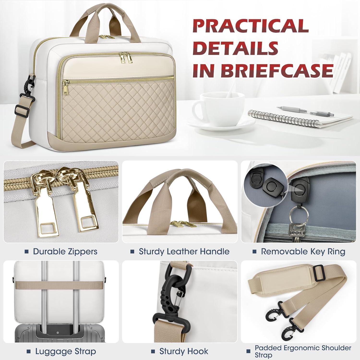 Laptoptasche 17,3 Zoll Damen Aktentasche Business Notebook Tasche Beige