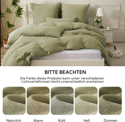 Doppelte Musselin Bettwäsche 135x200 Baumwolle 1er Set Jaspis-Grün